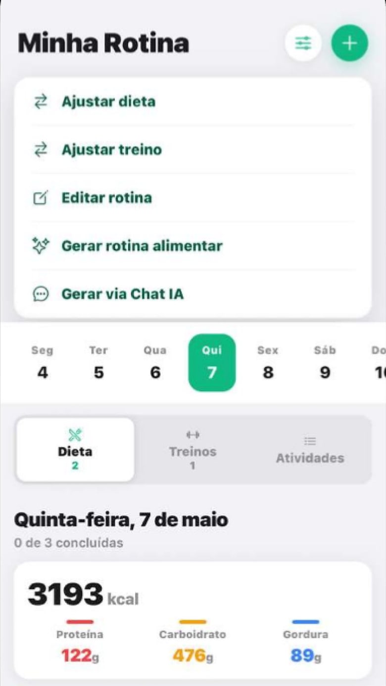 Tela Minha Rotina