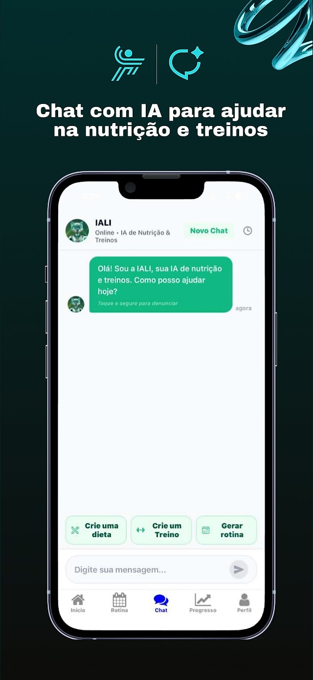Chat com IA para ajudar na nutrição e treinos
